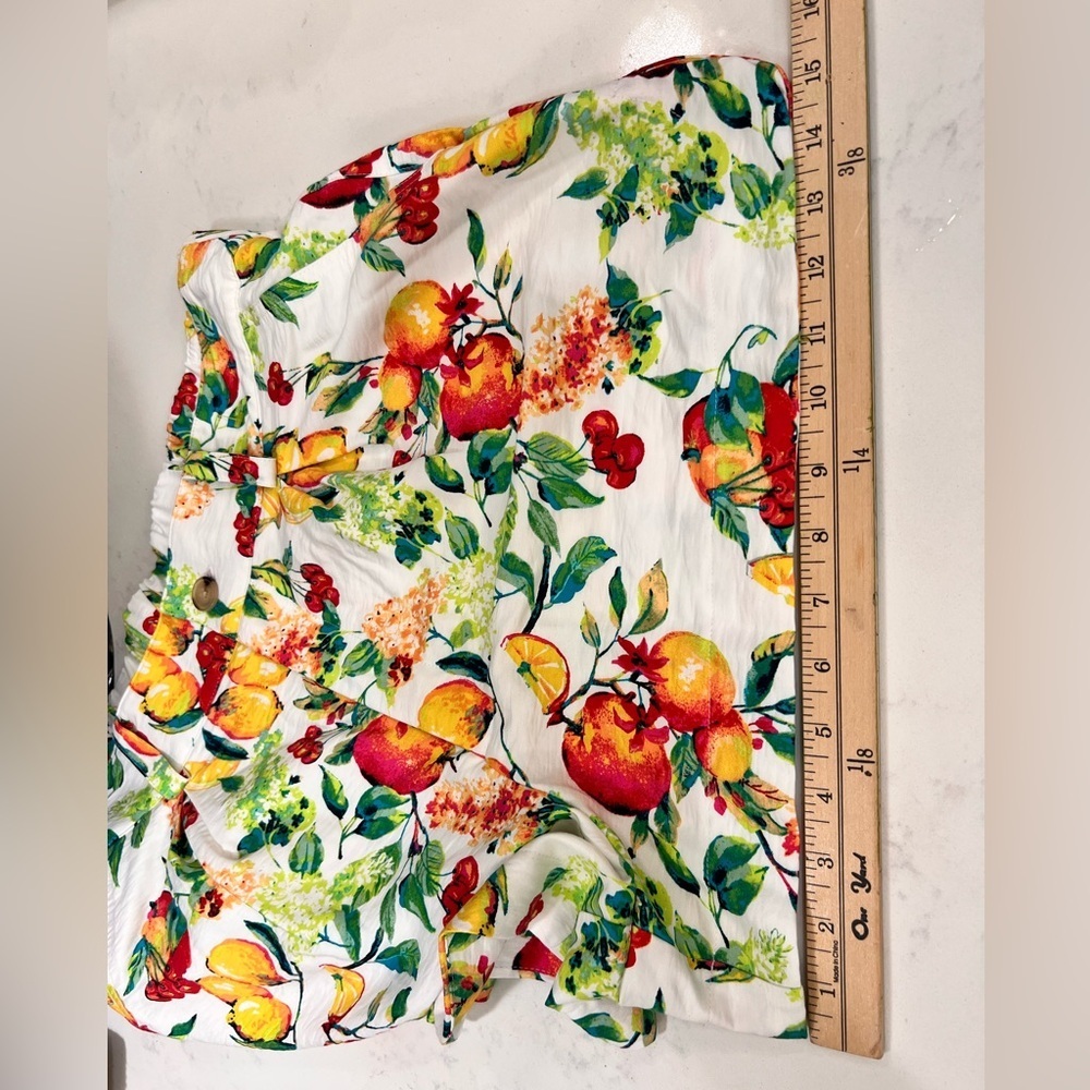 White Floral Fruit Print Shorts - Picture 10 of 16